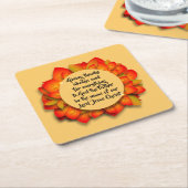 感謝祭バイブル引用文紅葉 スクエアペーパーコースター (アングル)