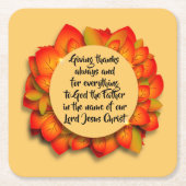 感謝祭バイブル引用文紅葉 スクエアペーパーコースター (正面)