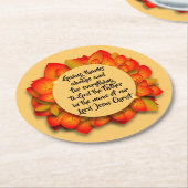 感謝祭バイブル引用文紅葉 ラウンドペーパーコースター (アングル)