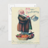 感謝祭バスケットを持つ人 シーズンポストカード (正面/裏面)