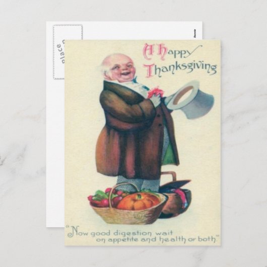 感謝祭バスケットを持つ人 シーズンポストカード (正面/裏面)