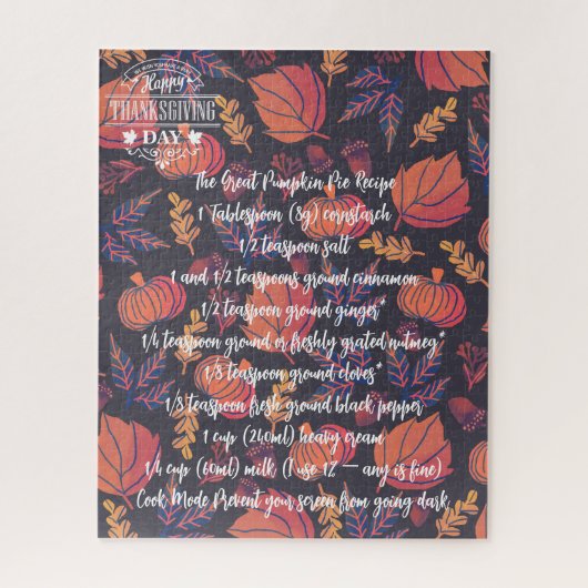 感謝祭パイパンプキントルコ ジグソーパズル (縦)