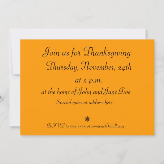 感謝祭パイ招待状 招待状 (裏面)