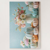 感謝祭パステルパンプキンズとフローラアレンジメント ジグソーパズル (縦)