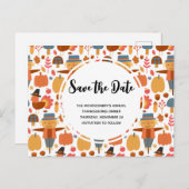 感謝祭パターン日付の保存 インビテーションポストカード (正面/裏面)