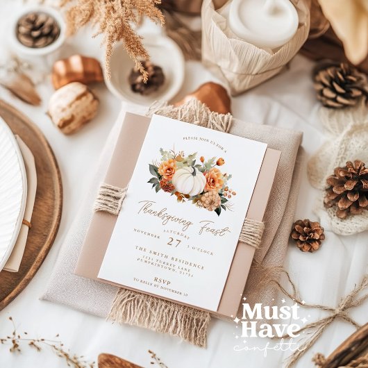 感謝祭パンプキンディナーパーティの招待状 招待状