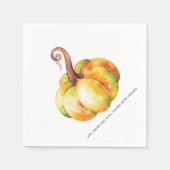 感謝祭パーソナライズされたのカボチャ スタンダードカクテルナプキン (正面)