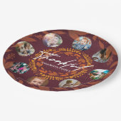 感謝祭パーソナライズされたの写真コラージュ ペーパープレート (アングル)