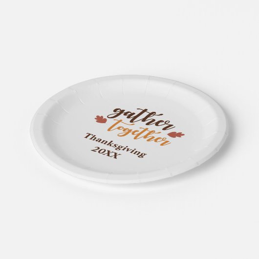 感謝祭パーソナライズされたの秋が一緒に訪れる ペーパープレート (アングル)