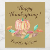 感謝祭パーソナライズされたワインラベル ワインラベル (シングルラベル)