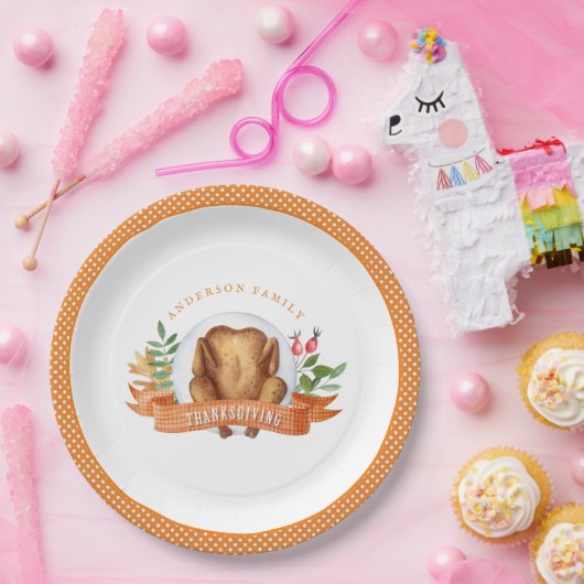 感謝祭パーソナライズされた七面鳥ディナー紙プラ ペーパープレート (パーティー)