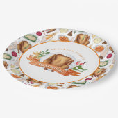 感謝祭パーソナライズされた七面鳥ディナー ペーパープレート (アングル)