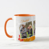 感謝祭パーソナライズされた家族の写真感謝 マグカップ (左)