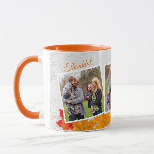 感謝祭パーソナライズされた家族の写真感謝 マグカップ (左)