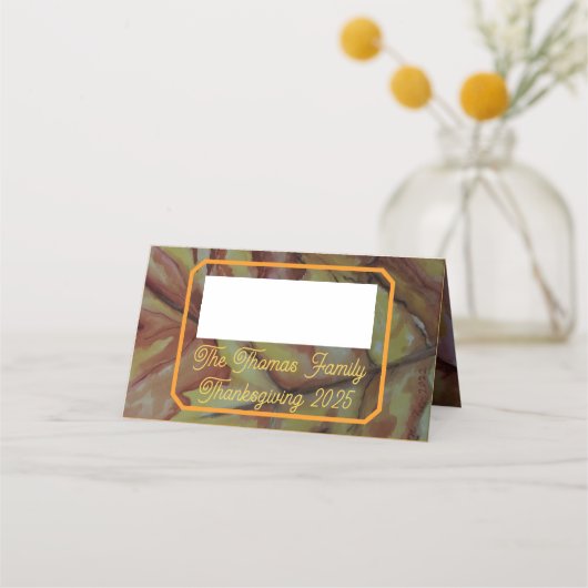 感謝祭パーソナライズされた家族座席表 プレイスカード (正面)