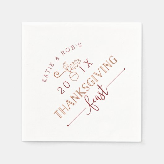 感謝祭パーソナライズされた祭 スタンダードカクテルナプキン (正面)