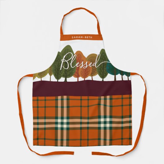 感謝祭パーソナライズされた秋の森エプロン エプロン (正面)