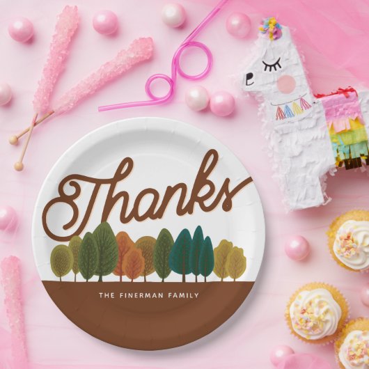 感謝祭パーソナライズされた秋の森 ペーパープレート (パーティー)