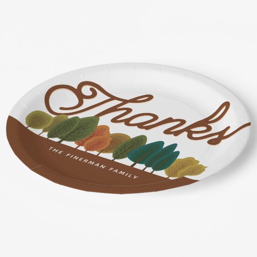 感謝祭パーソナライズされた秋の森 ペーパープレート (アングル)