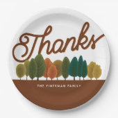 感謝祭パーソナライズされた秋の森 ペーパープレート (正面)