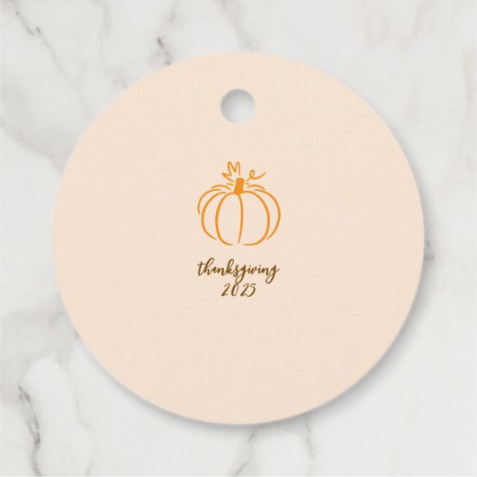 感謝祭パーソナライズされた秋カスタムギフト フェイバータグ (裏面)