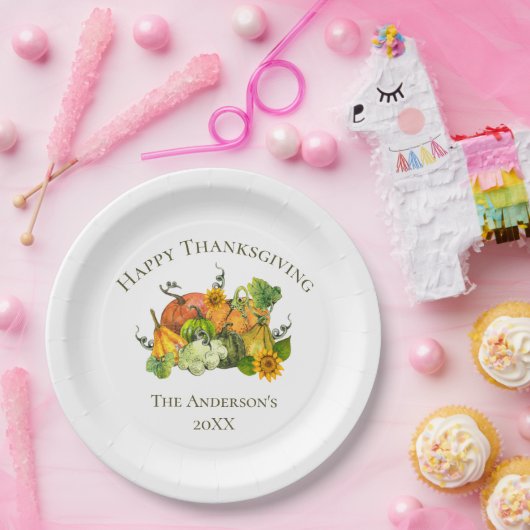 感謝祭パーソナライズされた秋秋カボチャ ペーパープレート (パーティー)