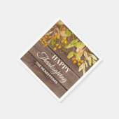 感謝祭パーソナライズされた素朴 スタンダードカクテルナプキン (角)