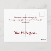 感謝祭パーソナライズされた ポストカード (裏面)