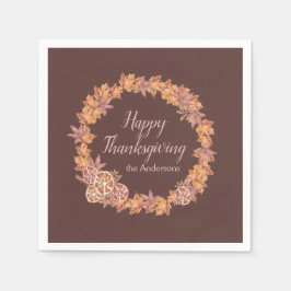 感謝祭パーソナライズされた |水彩紅葉 スタンダードカクテルナプキン