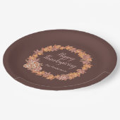 感謝祭パーソナライズされた |水彩紅葉 ペーパープレート (アングル)