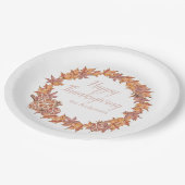 感謝祭パーソナライズされた |水彩紅葉 ペーパープレート (アングル)