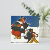 感謝祭パーティーディナー招待状ピルグリム&ボーイ 招待状 (スタンド正面)