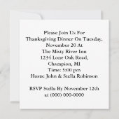 感謝祭パーティーディナー招待状ピルグリム&ボーイ 招待状 (裏面)