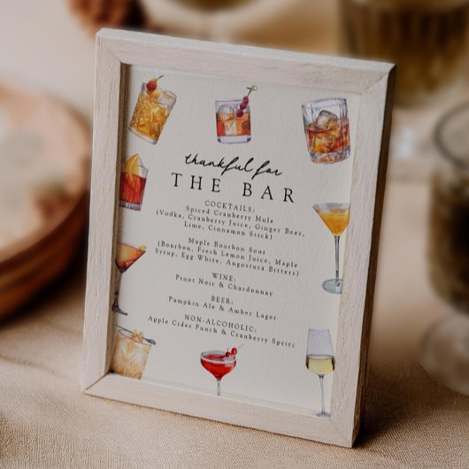 感謝祭パーティーバーメニューサイン ポスター