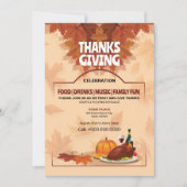 感謝祭パーティー招待状テンプレート 招待状 (正面)