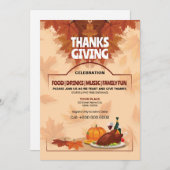 感謝祭パーティー招待状テンプレート 招待状 (正面/裏面)