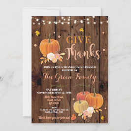 感謝祭パーティー秋ウッドカボチャディナー 招待状