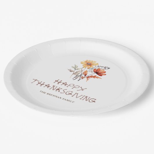 感謝祭パーティー秋エレガントフローラ ペーパープレート (アングル)