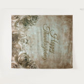 感謝祭パーティー フラワー ラスティック ヴィンテージ タペストリー (正面(横))