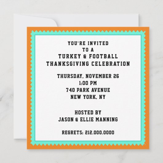 感謝祭パーティー 招待状 (裏面)