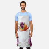 感謝祭パープルフローラカボチャ エプロン (着用した状態)