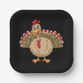 感謝祭ヒョウ七面鳥感謝祭の秋 ペーパープレート (正面)