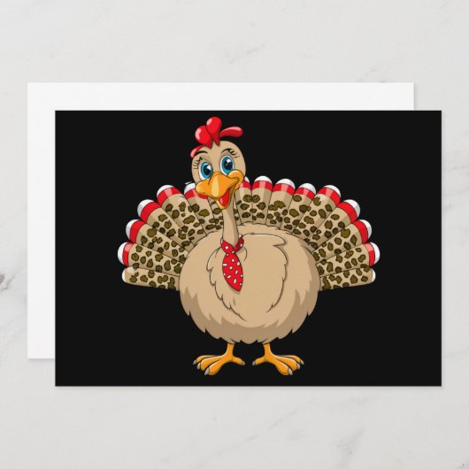 感謝祭ヒョウ七面鳥感謝祭の秋 招待状 (正面/裏面)