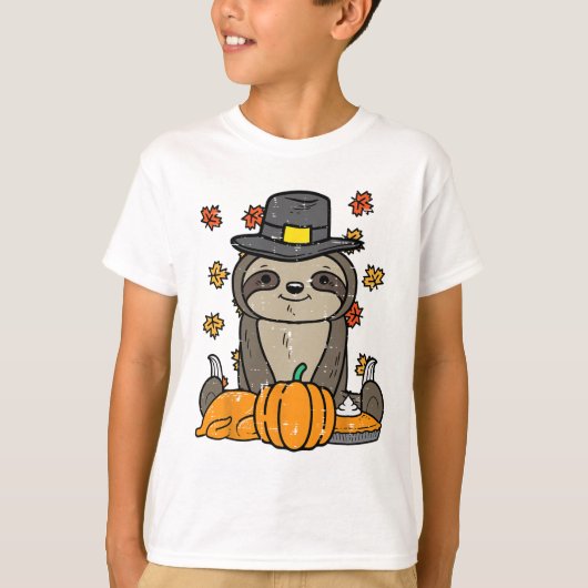 感謝祭ピルグリムスロスキュート秋秋の男を見る Tシャツ (正面)