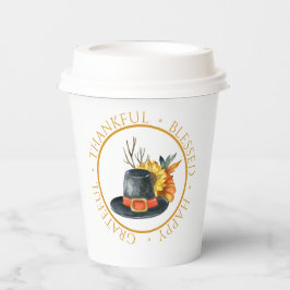 感謝祭ピルグリムハットカボキンサンフラワー 紙コップ