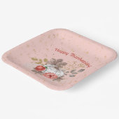 感謝祭ピンクのカボチャと花 ペーパープレート (傾斜あり)