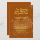 感謝祭ファミリーディナーメニューテンプレート 招待状 (正面/裏面)