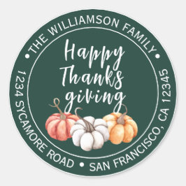 感謝祭ファミリーネーム差出人住所グリーン ラウンドシール