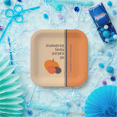 感謝祭ファミリーパンプキンパイスクエア ペーパープレート (パーティー)