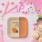 感謝祭ファミリーパンプキンパイスクエア ペーパープレート (パーティー)